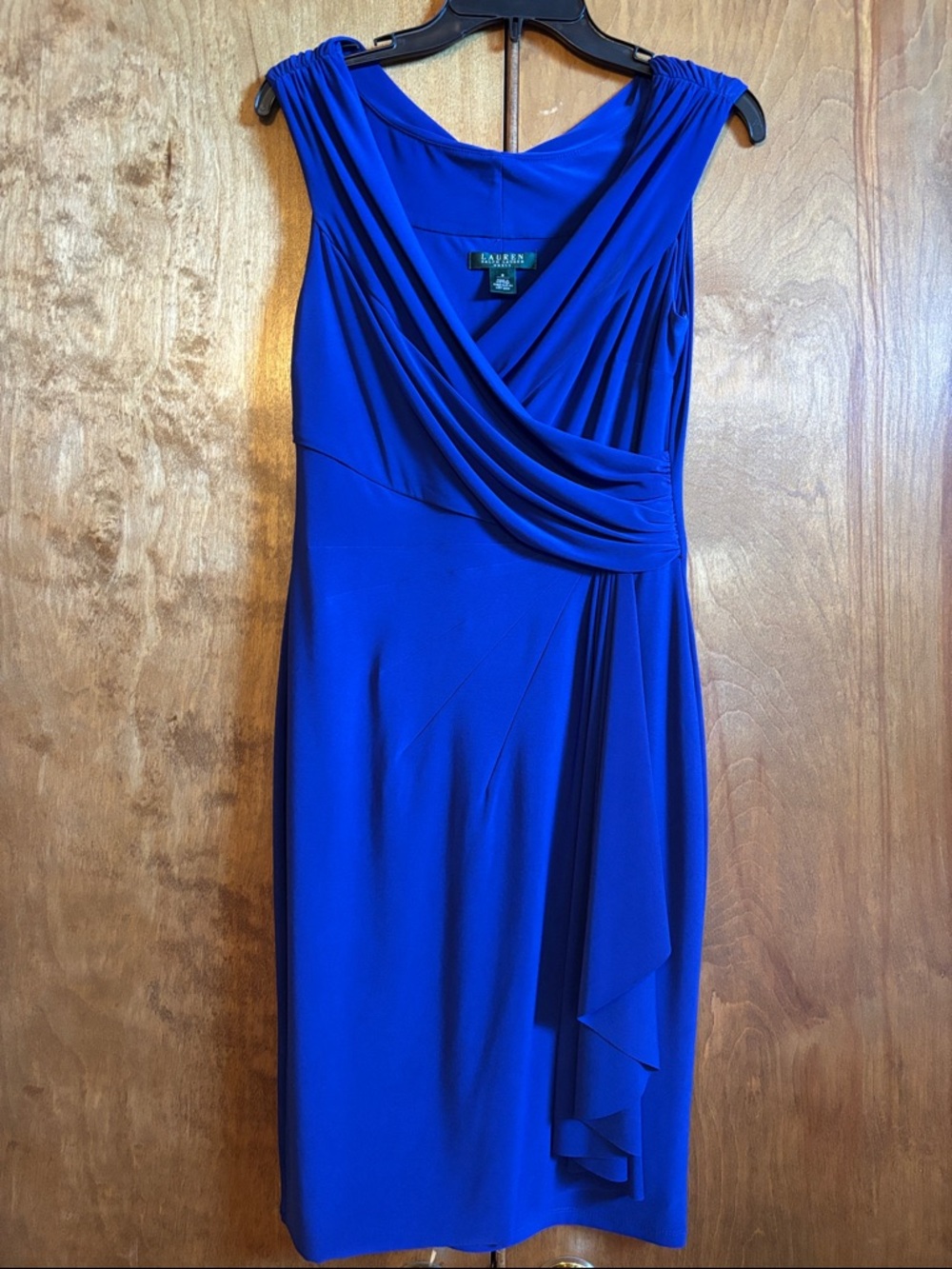 Lauren Ralph Lauren Cobalt Blue Draped Midi Dress